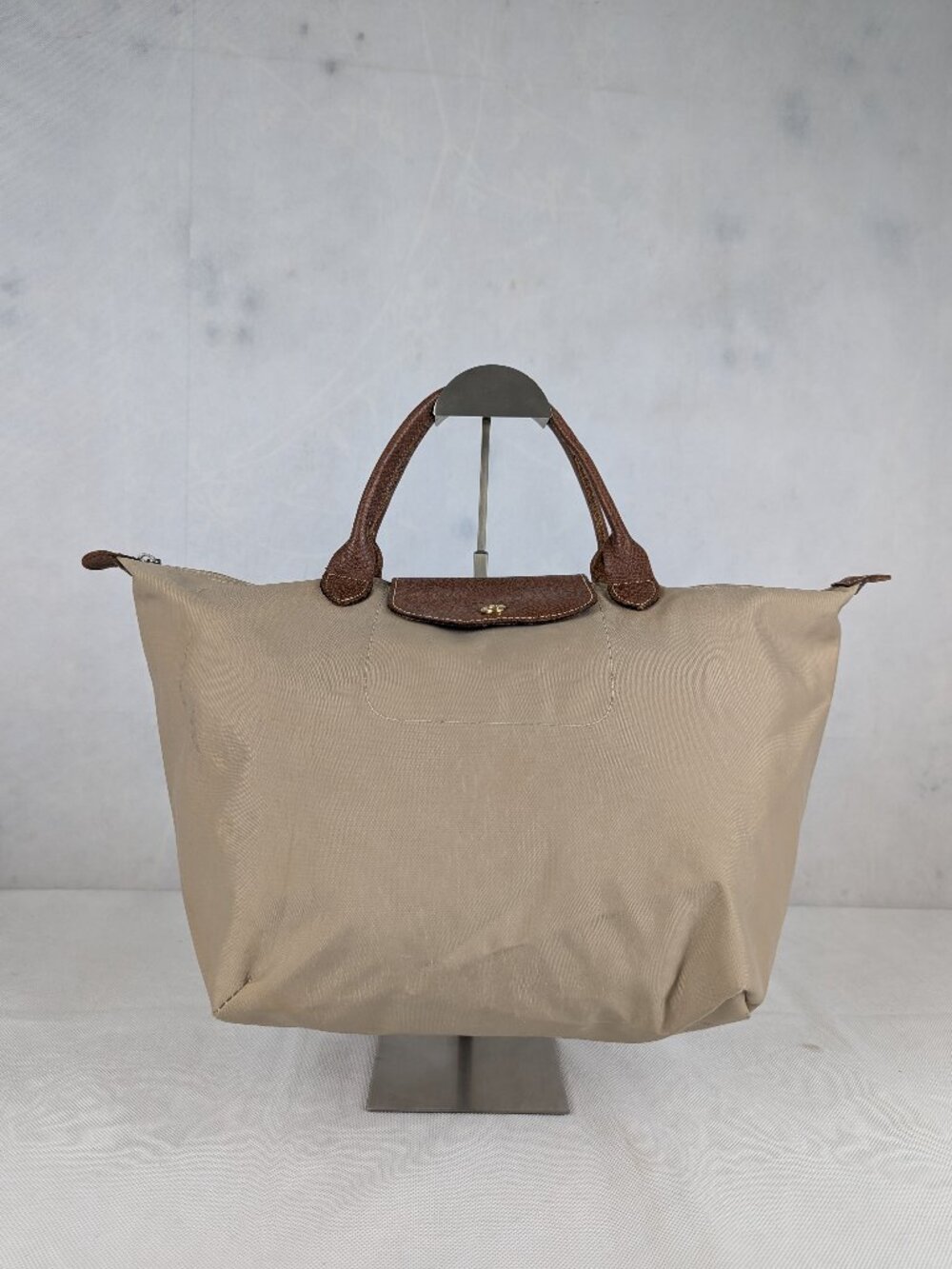 Classic Longchamp Le Pliage Nylon Tote Bag Beige Made in China